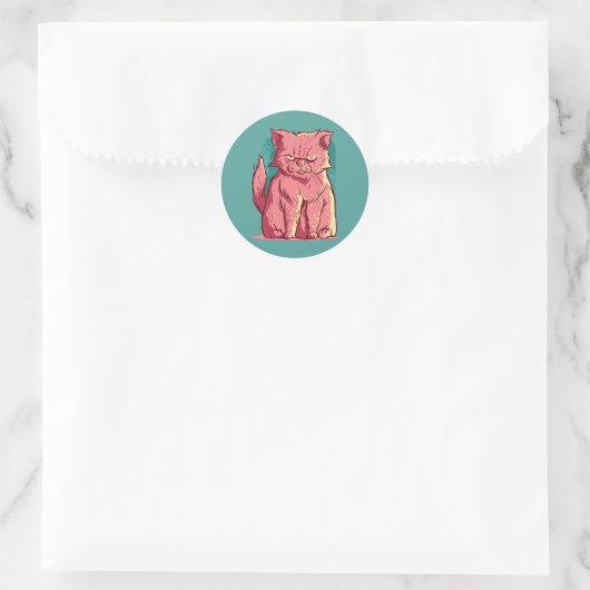 Sticker Rond Chat Grincheux (Sac)