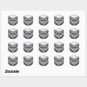 Sticker Rond Chat gris assez solide ・ Personnalisé (Feuille)