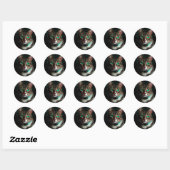 Sticker Rond Chat gris aux yeux verts (Feuille)