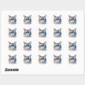 Sticker Rond Chat gris d'aquarelle douce (Feuille)
