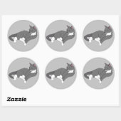 Sticker Rond Chat gris et blanc Tuxedo (Feuille)