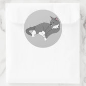 Sticker Rond Chat gris et blanc Tuxedo (Sac)