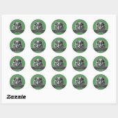 Sticker Rond Chat Gris Fluffy et Message d'Anniversaire ou d'Oc (Feuille)