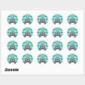 Sticker Rond Chat Gris Merci (Feuille)