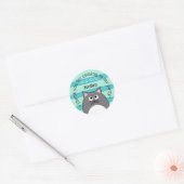 Sticker Rond Chat Gris Merci (Enveloppe)