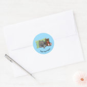 Sticker Rond Chat gris ours en peluche (Enveloppe)