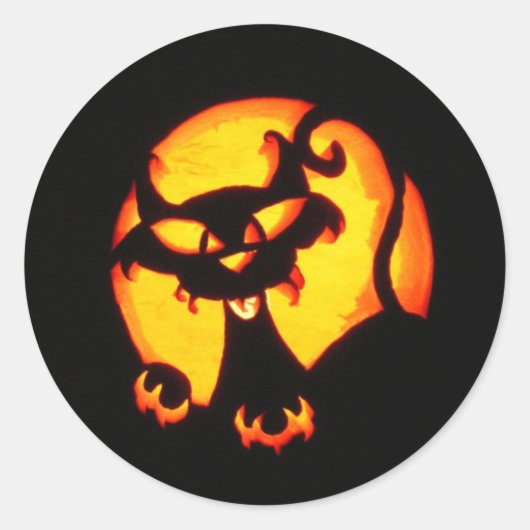 Sticker Rond chat halloween (Devant)