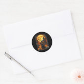 Sticker Rond Chat Halloween Citrouille Noir (Enveloppe)