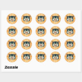 Sticker Rond Chat Halloween Vintage (Feuille)
