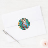 Sticker Rond Chat Hawaiian Sticker, amoureux des chats (Enveloppe)
