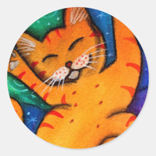 Sticker Rond Chat heureux