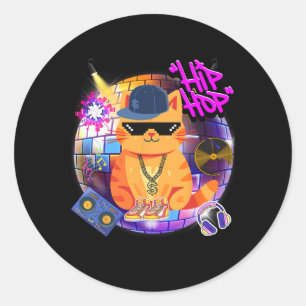 Sticker Rond Chat Hiphop Dance Journée internationale de la dan
