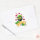 Sticker Rond Chat irlandais chanceux ! (Enveloppe)