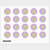 Sticker Rond Chat jaune mignon Joyeux Anniversaire (Feuille)