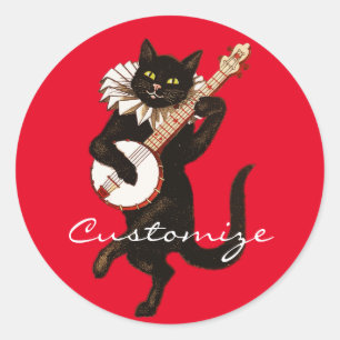Sticker Rond Chat jouant à Banjo Thunder_Cove
