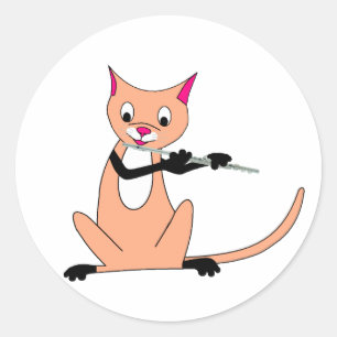 Sticker Rond Chat jouant la cannelure