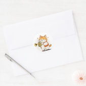 Sticker Rond Chat joue de la trompette (Enveloppe)