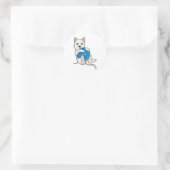 Sticker Rond Chat Jouer de la laine (Sac)