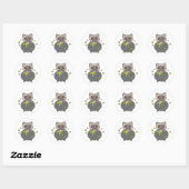 Sticker Rond Chat Joyeux Halloween Cauldron Bat (Feuille)