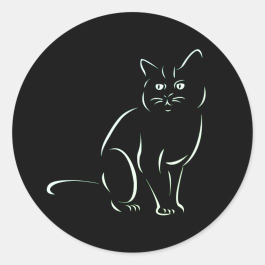 Sticker Rond Chat Kitty Blanc (Devant)