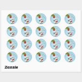 Sticker Rond Chat Kitty En Jeu Dans Une Bow De Noël Rouge (Feuille)