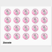 Sticker Rond Chat Kitty gris et blanc personnalisé (Feuille)