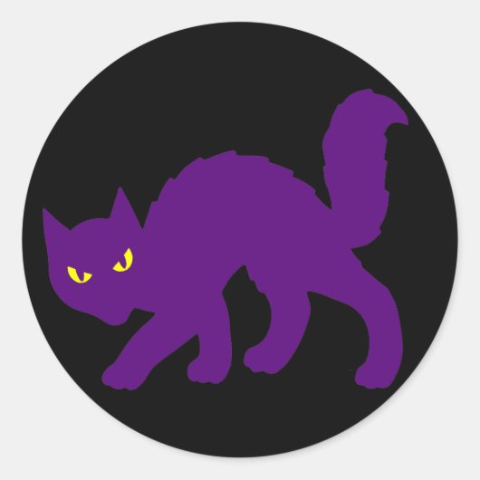 Sticker Rond Chat Kitty Halloween Effrayant Méchant (Devant)