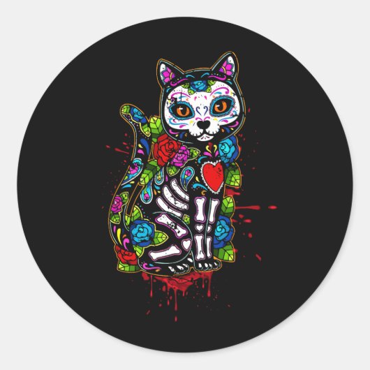 Sticker Rond Chat Kitty Kitten Patrouilles Crâne à sucre Calave (Devant)
