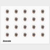 Sticker Rond Chat Kitty noir Kitten Neko (Feuille)