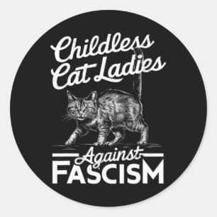 Sticker Rond Chat Ladies Against Fascism Fière Feminist