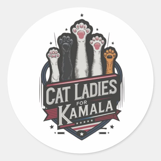 Sticker Rond Chat Ladies For Kamala (7) (Devant)