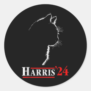 Sticker Rond Chat Ladies For Kamala Funny Chat 2024 Président K