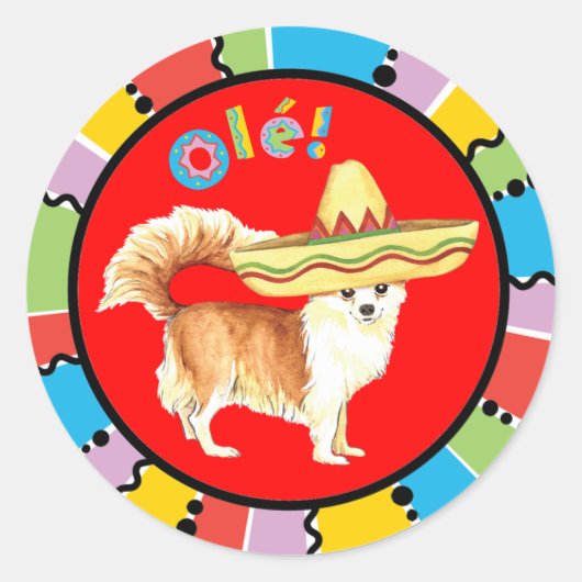Sticker Rond Chat long Fiesta Chihuahua (Devant)
