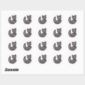 Sticker Rond Chat lune jolie silhouette - Choisir colo arrière  (Feuille)