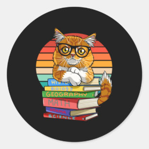 Sticker Rond Chat Maine Coon Retour aux enseignants de l'école
