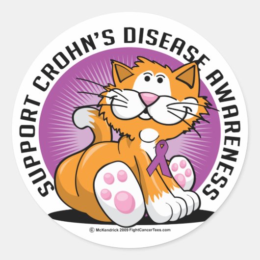Sticker Rond Chat Maladie de Crohn (Devant)