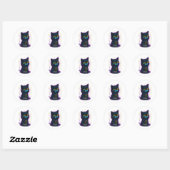 Sticker Rond chat mangeant des nouilles. (Feuille)