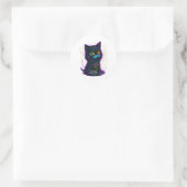 Sticker Rond chat mangeant des nouilles. (Sac)