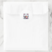 Sticker Rond Chat mangeant des sushis (Sac)