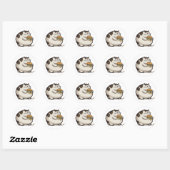 Sticker Rond chat manger burger (Feuille)