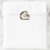 Sticker Rond chat manger burger (Sac)