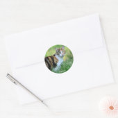 Sticker Rond Chat marron et blanc (Enveloppe)