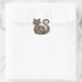 Sticker Rond Chat mécanique Steampunk (Sac)