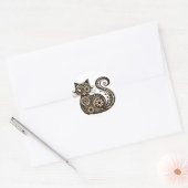 Sticker Rond Chat mécanique Steampunk (Enveloppe)