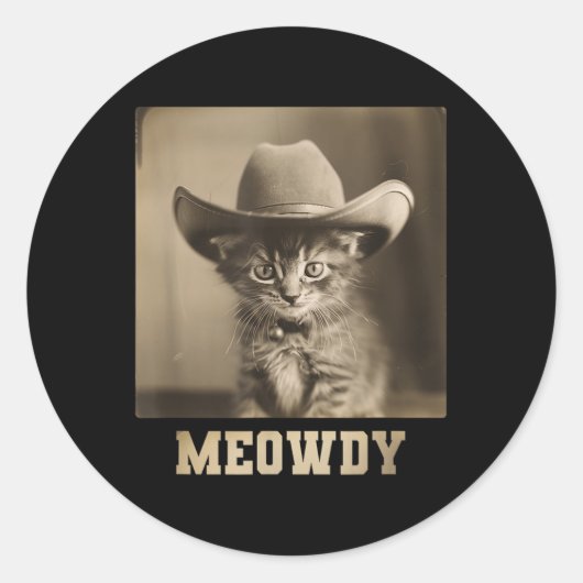 Sticker Rond Chat Meowdy vintage (Devant)