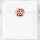 Sticker Rond Chat Merci mignon (Sac)