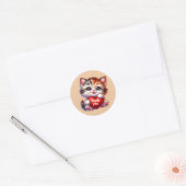 Sticker Rond Chat Merci mignon (Enveloppe)