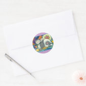STICKER ROND CHAT MÈRE & CUISINE, QUILTS EN PATCHWORK, PINCUSHI (Enveloppe)