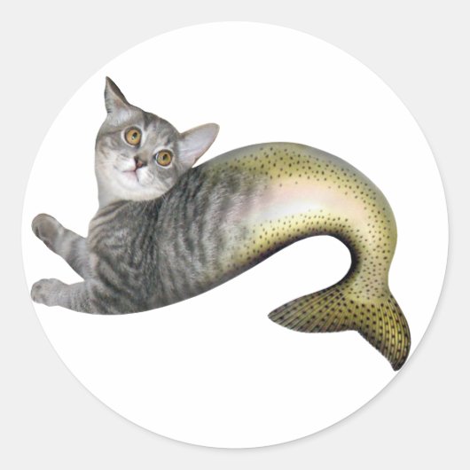 Sticker Rond Chat Mermaid (Devant)