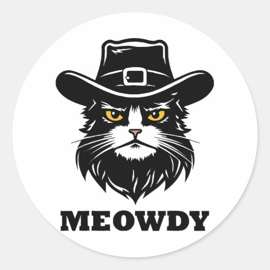 Sticker Rond Chat Miaou Salut Drôle de Chat (Devant)